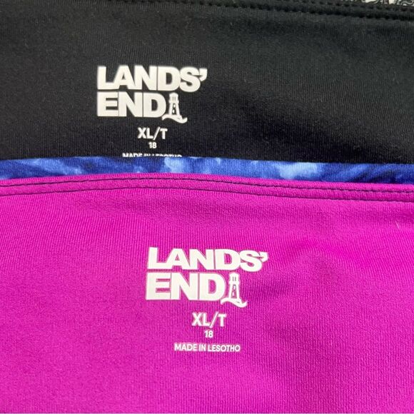 Lot Of 2 Lands End Active Compression Leggings Navy Palm & Paisley XLT XL TALL - Picture 9 of 13